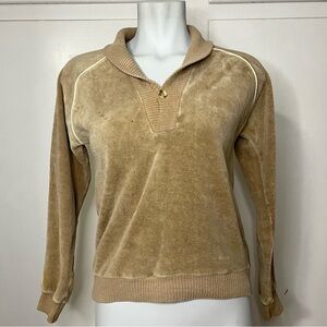Vintage 70s Acme Top Brown Velour Long Sleeve Top